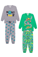 Kit Com 4 Peças (2 conjunto) Pijama Longo 