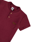 Camisa Infantil Manga Curta Henley Gola Padre Bordô