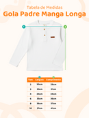 Camisa Manga Longa Gola Padre Branca Infantil Menino