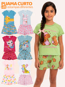 Kit com 6 Peças(3 conjunto) Pijama Curto