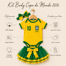 Body Bebê Brasil Feminino Copa 2026 • Kit 3 Peças