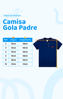 Camisa Infantil Manga Curta Henley Gola Padre Marinho