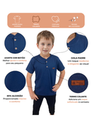 Camisa Infantil Manga Curta Henley Gola Padre Areia