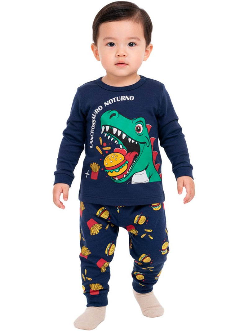 Pijama Longo Bebe Masculino Lanchossauro