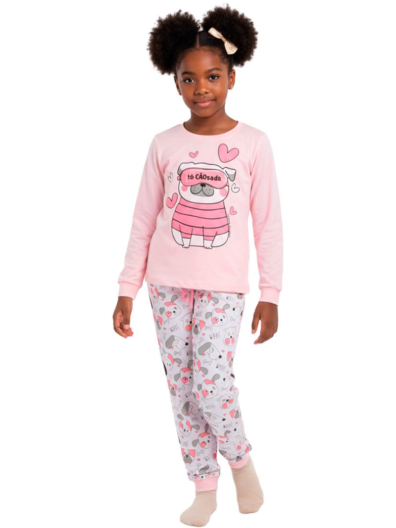 Pijama Longo Infantil Feminino Tô Cãosada