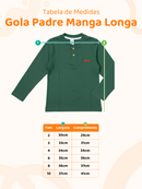 Camisa Manga Longa Gola Padre Verde Musgo Infantil Menino