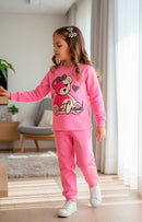 Conjunto Moletom Infantil Menina Urso Smart Casual Rosa BB