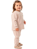 Conjunto Moletom Bebe Menina Monocromático Bege