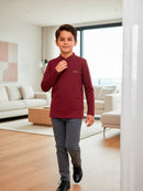 Camisa Manga Longa Gola Padre Bordô  Infantil Menino