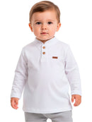Camisa Manga Longa Gola Padre Branca Bebê Menino