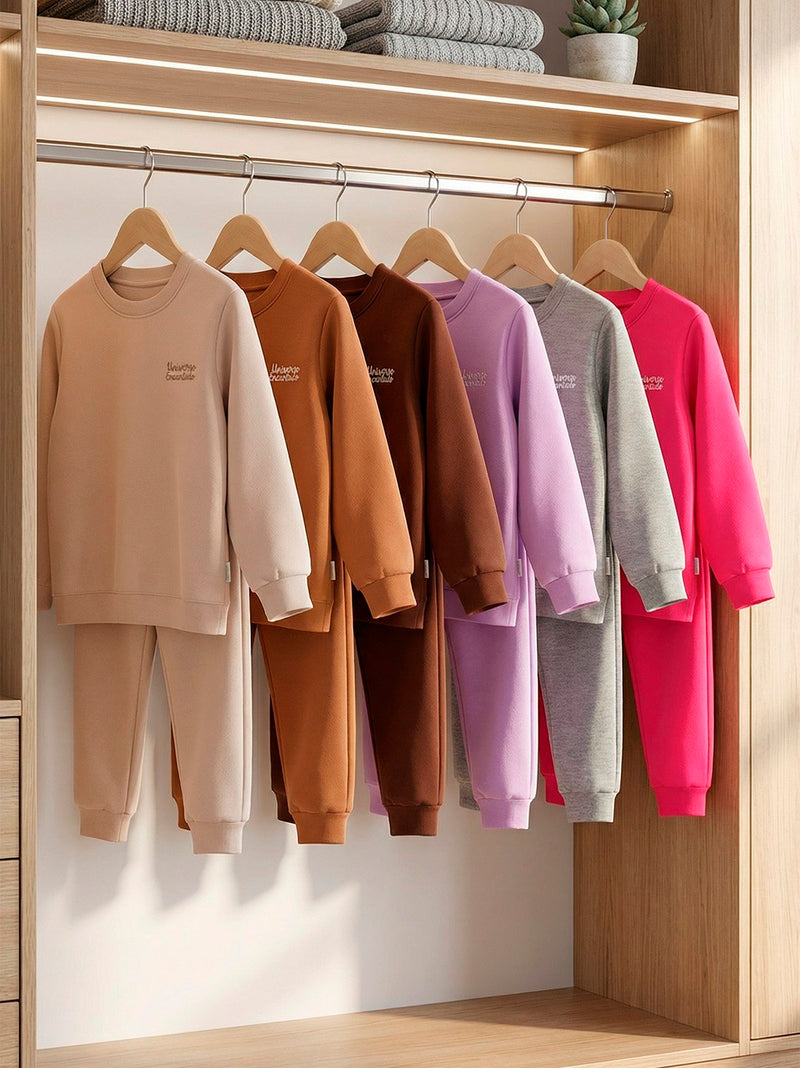 Conjunto Moletom Infantil Menina Monocromático Canela