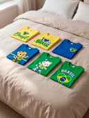 Camiseta Curta Brasil Infantil Menino Brasil e Bandeira