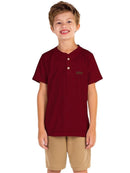 Camisa Infantil Manga Curta Henley Gola Padre Bordô