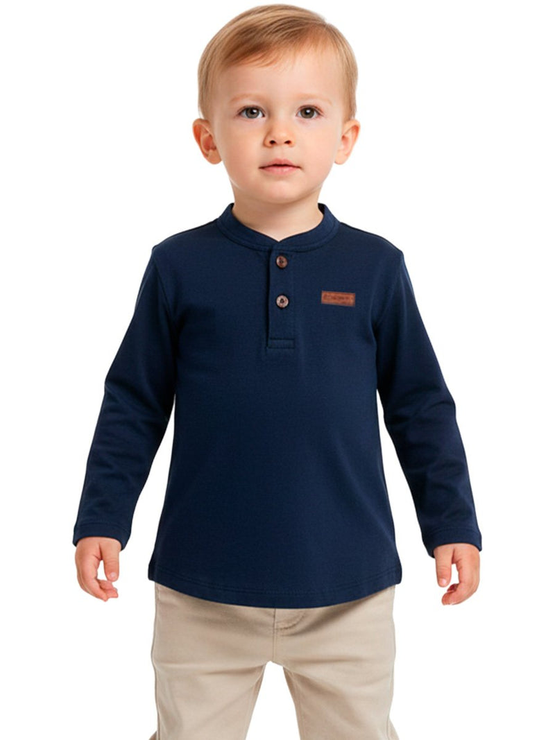 Camisa Manga Longa Gola Padre Marinho Bebê Menino