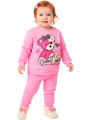 Conjunto Moletom Bebe Menina Urso Smart Casual Rosa BB