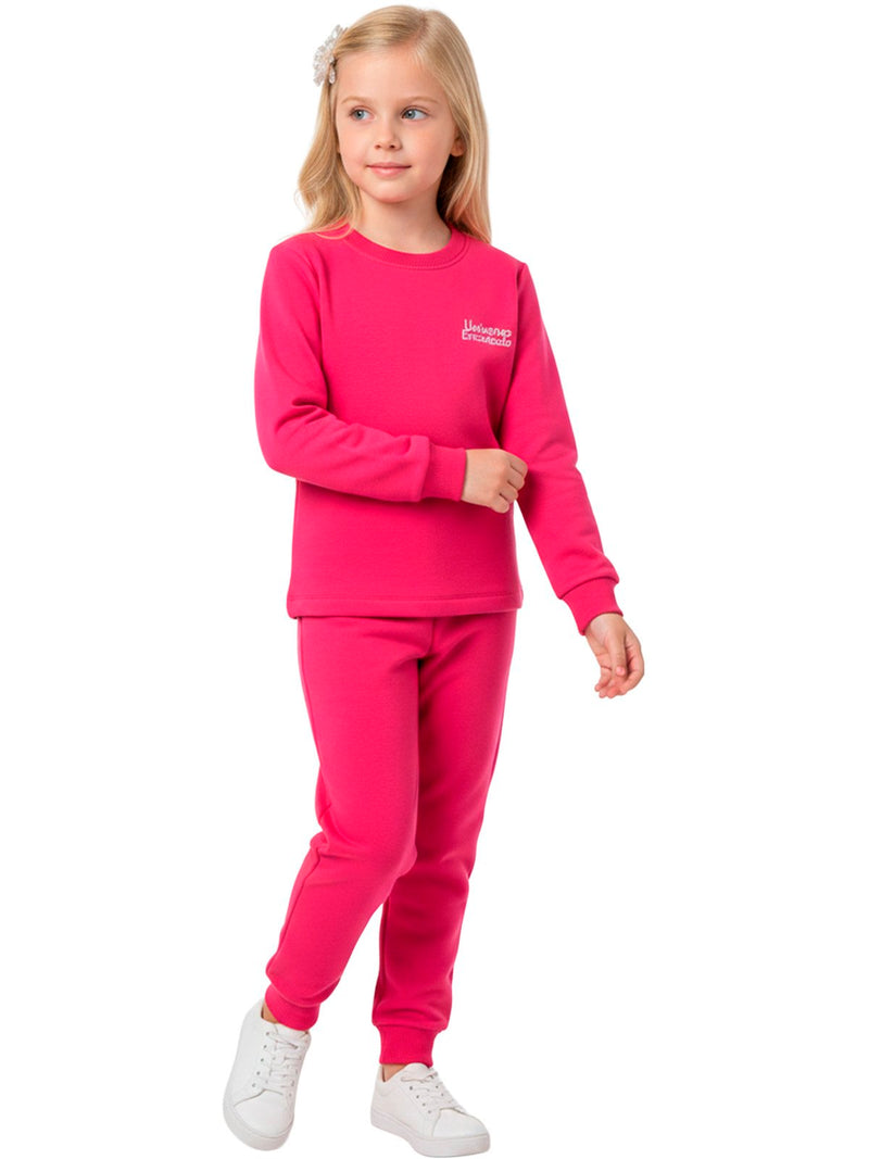 Conjunto Moletom Infantil Menina Monocromático Pink