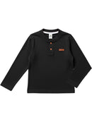 Camisa Manga Longa Gola Padre Preta Bebê Menino