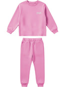 Conjunto Moletom Infantil Menina Monocromático Rosa Bebe