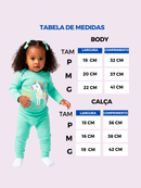 Conjunto Body e Calças Longo Suedini Gatinhas