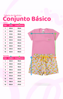 Conjunto Infantil Menina Rosa com Bermuda Estampada Girafas – Algodão Confortável
