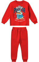 Conjunto Moletom Infantil Menino Stay Positive Vermelho