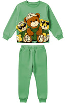 Conjunto Moletom Infantil Menino Ursos Amigos Verde Oliva