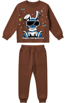 Conjunto Moletom Infantil Menino Coelho Galactico Marrom