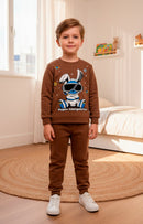 Conjunto Moletom Bebe Menino Coelho Galactico Marrom