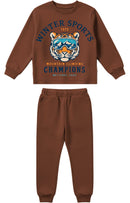 Conjunto Moletom Infantil Menino Tiger Sports Marrom