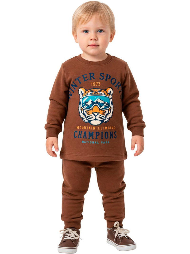 Conjunto Moletom Bebe Menino Tiger Sports Marrom