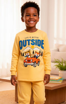 Conjunto Moletom Bebe Menino Outside Bichos Amarelo