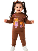 Conjunto Moletom Bebe Menina Raposinhas Marrom