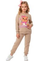 Conjunto Moletom Bebe Menina Capybara Corações Canela