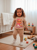 Conjunto Moletom Bebe Menina Capybara Corações Canela