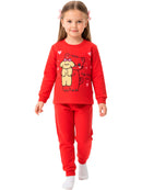 Conjunto Moletom Infantil Menina Gatinha Com Ursinha Vermelho