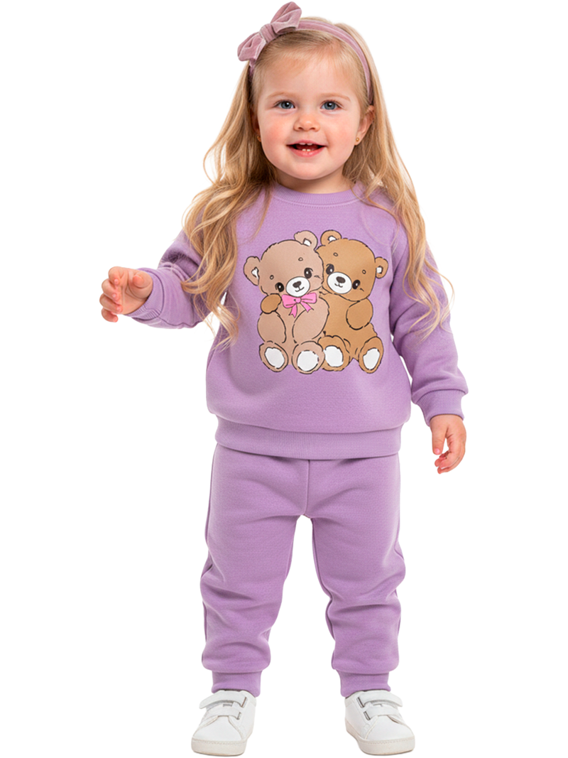 Conjunto Moletom Bebe  Menina Ursinhos Amigos