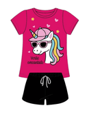 Conjunto Curto Verão Infantil Menina Verão Encantado – Pink e Preto