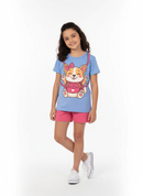 Conjunto Curto Verão Infantil Menina Corgi Polo Store – Azul e Rosa