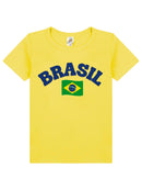Camiseta Curta Brasil Infantil Menino Brasil e Bandeira