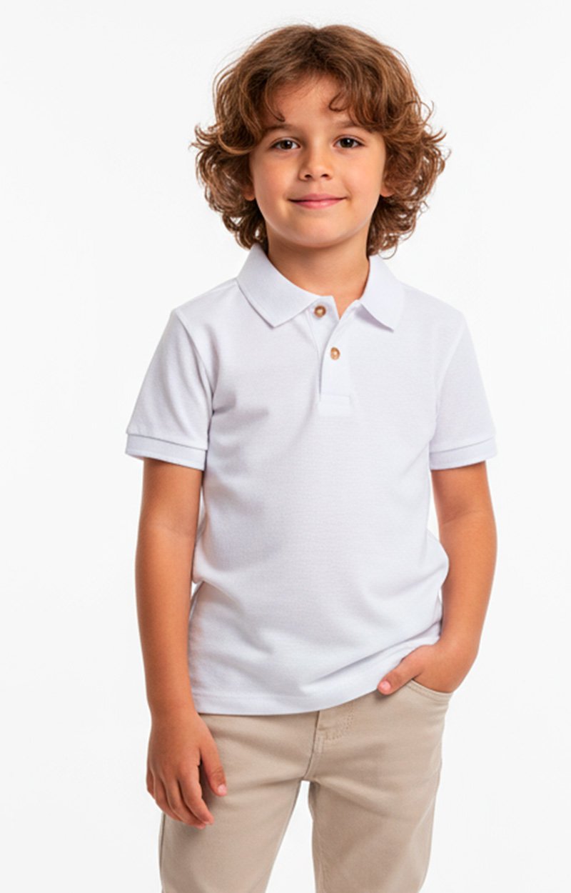 Camisa Gola Polo Infantil Menino Branco (Liso)