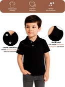 Camisa Gola Polo Infantil Menino Preto (Liso)