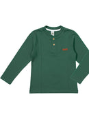 Camisa Manga Longa Gola Padre Verde Musgo Infantil Menino