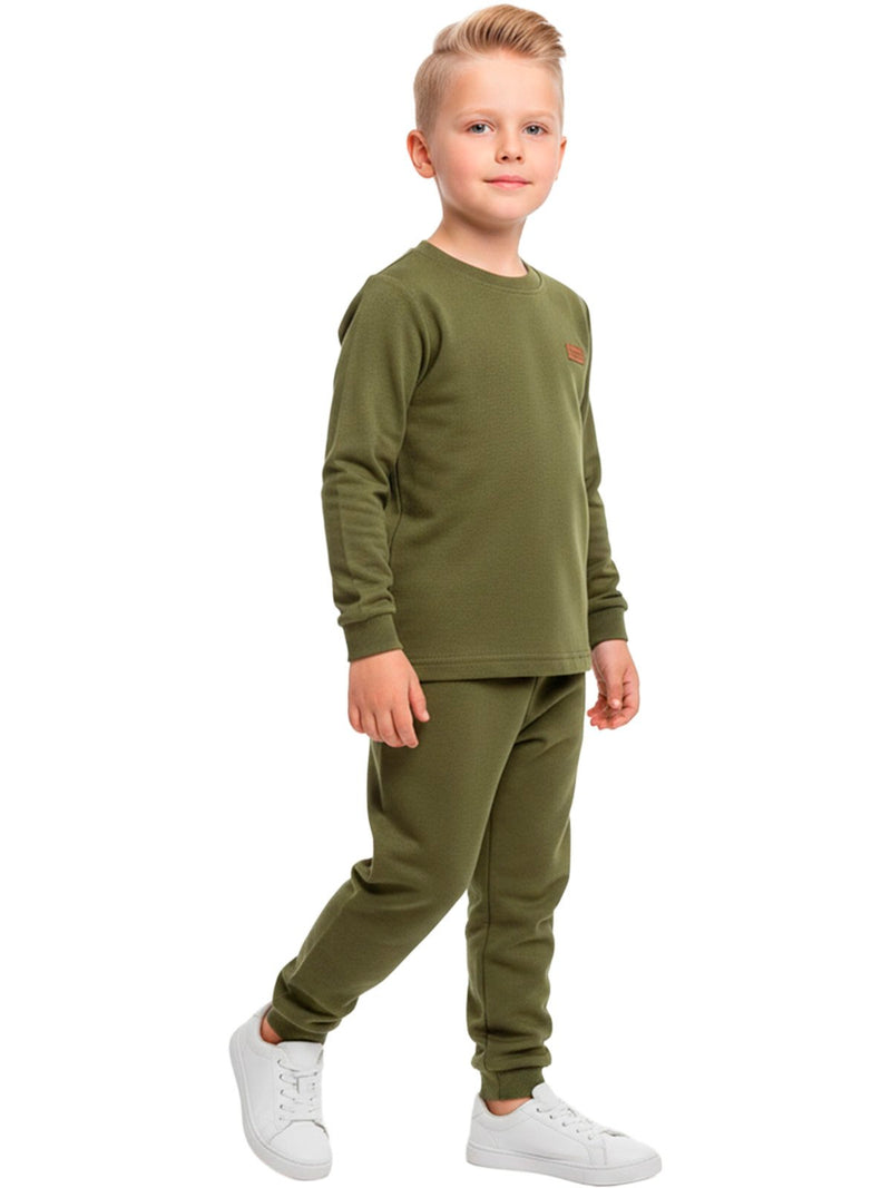 Conjunto Moletom Menino Infantil Monocromático Verde Militar
